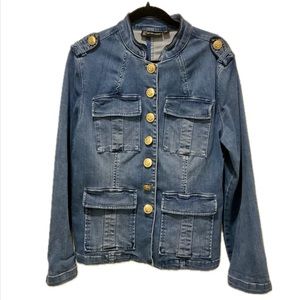 Denim Jacket with Gold Detail Buttons